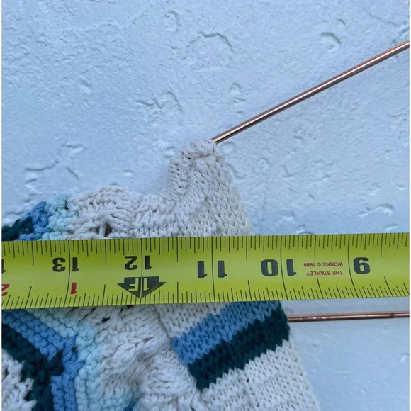 Altar'd State Womens Fashion Wave Stripe Print Crochet Top Blue Sz Small - Picture 5 of 9